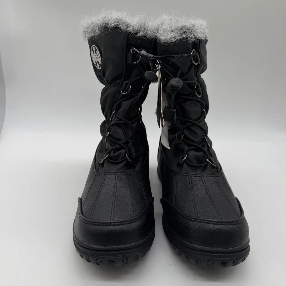 Totes April Black Wide Width Snow Boots Womens 5W Thermolite Insulated Faux Fur